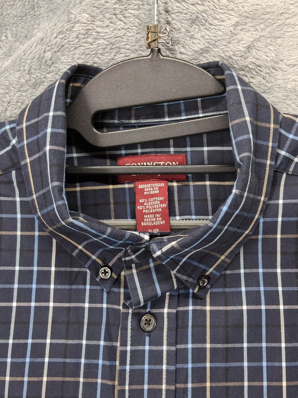 Covington Men's Blue Plaid Button-Up Shirt Wrinkle Free